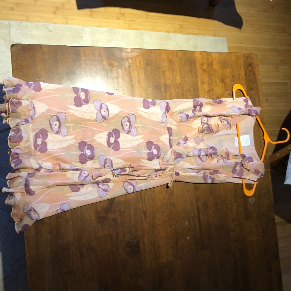 Anna Sui Blush Pink Floral Wrap Dress Size 0!!!